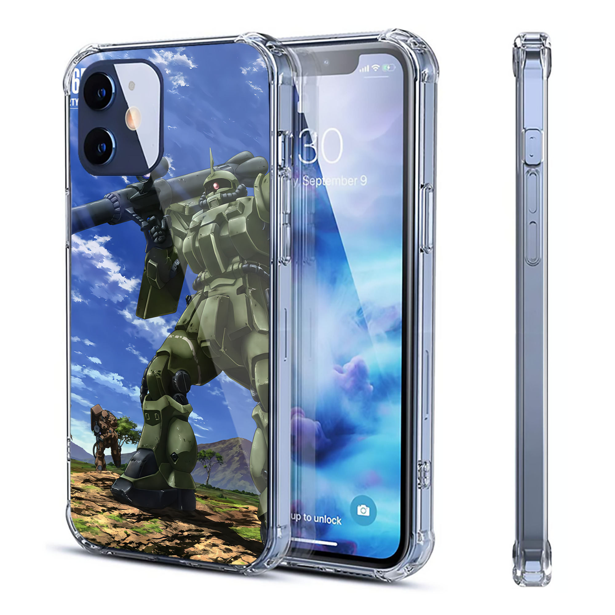 （画像用） 機動戦士ガンダム Mobile Suit Gundam 【iPhone 12シリーズ対応】透明スマホケース（クリアソフトケース）